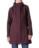 Damen Regenjacke Lange Softshelljacke mit Kapuze Frauen Übergangsjacke Regenmantel Gefütterte Funktionsjacke Wasserdichte Windbreaker Wanderjacke Atmungsaktive Jacke Outdoorjacke Dunkelrot 2XL