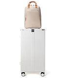 feilario Supergroßer Captain Aluminiumrahmen, Hartschalenrollen, Gepäck, karierter Koffer mit Getränkehalter/Handyhalter, 2-teiliges Set weiß (mit Laptoptasche), 30in, Normal