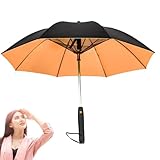 Sonnenschutz Regenschirm - Kühlender Regenschirm mit Ventilator, tragbarer UV-blockierender Sonnenschirm | Sommer-Reise-Regenschirm mit Ventilator und Herr, hält die Wärme kühl, Orange, Battery type