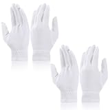2 Paar Weiß Baumwollhandschuhe,Feuchtigkeitsspendende Handschuhe,Schlaf- & Spa-Behandlungshandschuhe feuchtigkeitsspendend,geeignet für trockene Hände und Ekzeme,Schmuck Untersuchen