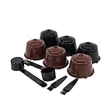 6 Stück Nachfüllbare Kaffeekapseln, Kompatibel Mit Dolce Gusto, Wiederverwendbare Leere Kapseln, Filterbecher Aus Kunststoff Mit Löffel Und Bürste(3 brown and 3 black)