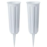 Grab Vasen mit Spikes, Kunststoff Blumenhalter für Friedhof, Blumenvase Grab Dekorationen für Friedhof Grabstein Grabseite (2 Pack Grau)