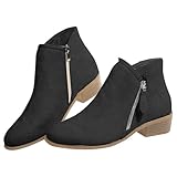 Weite Passform, Wildleder-Stiefeletten, niedriger Absatz, schwarze Plateau-Stiefel, minimalistischer seitlicher Reißverschluss, bequeme kurze Stiefel, leichte Einzelschuhe für Damen, Freizeitschuhe,