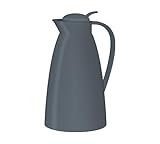alfi ECO 1,0l, dunkelgrau, Isolierkanne mit hygienischem Hartglaseinsatz aus Kunststoff, Drehverschluss mit bequemer Drucktaste, Ausgießen mit einer Hand, ideal als Kaffeekanne, Teekanne, BPA-frei