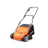 LawnMaster 1350W Rasen-Vertikutierer Rasenrechen Belüfter Elektro-Vertikutierer mit 33cm Arbeitsbreite, austauschbaren Aufsätzen, Einstellbarer Arbeitstiefe und 40L Fangsack, Mit 10m langem Kabel