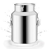 Adima Milchkanne aus Edelstahl, Milcheimer, Weineimer, kleiner Milcheimer, Tragekrug mit versiegeltem Deckel und Tragegriff, 5 l/9 l,5L