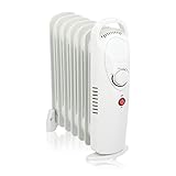 alpina Öl Heizkörper Elektrisch – Ölradiator Heizung 850W – Elektro Heizkörper mit Thermostat – Elektrische Zusatzheizung mit Überhitzungsschutz – Weiß