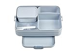 Mepal Bento Brotdose Large Take A Break - Brotdose mit Bento Box - Für 2 Sandwiches oder 4 Brotscheiben - Lunchbox für kleine Snacks & Reste - Brotdose Erwachsene Essenbox mit Fächern - Nordic blue