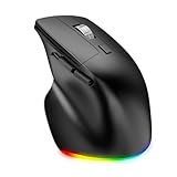 VBESTLIFE Ergonomische Vertikale Maus, 800-1600 DPI Einstellbar, 6 RGB-Lichteffekte, BT1/ BT2/ 2,4 G Wireless, USB-C-Ladung für den Laptop-Desktop-PC