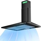 Karinear Dunstabzugshaube 60 cm Breite, 380 m³/h Wandhaube mit Aktivkohlefilter, 3 Leistungsstufen Umluft & Abluft Abzugshaube, Waschbarer Fettfilter, LED Beleuchtung