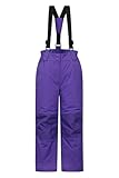 Mountain Warehouse Honey Kinder Schneehose - schneesicher, Schneegamaschen, Verstärkte Knie Ski Bekleidung mit Reißverschluss am Knöchel und abnehmbaren Trägern, Winter Violett 9-10 Jahre