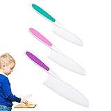 Kindermesser-Set – lustiger, fester Griff, gezackte Kanten, freundliches Kindermesser, schützt die Finger des kleinen Kochs, gut zum Schneiden von Lebensmitteln und Gemüse Coatuiyo