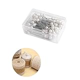 200 Stück Stecknadeln,3cm Stecknadeln Mit Kopf,Weiß stecknadeln aus rostfreiem,Stecknadeln Mit Kopf Groß,Stecknadeln Nähen,Stecknadel,für Basteln Nähen Säumen Craft,Komponenten Dekoration