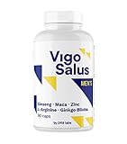 Vigosalus für Männer Booster - Muskelaufbau + Extra Stark + Energie - Hochdosiert - Ausdauer - Maca, L Arginin,Tribulus Terrestris, Ginko Biloba, Zink und Ginseng - 90 Kapseln