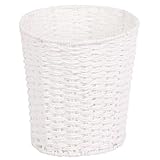 Zuvo Runder Papierkorb aus Geflochtenem Weidenkorb | Stilvoller & Leichter Mülleimer Büro, Bad & Zuhause | Handgefertigt, Atmungsaktiv & Stabil | Weiß, 25 cm