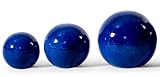Teramico Dekokugel Gartenkugel glasiert -Blau, Grün, Anthrazit, Türkis, Aqua- sehr hochwertig frostfest und witterungsbeständig Steinzeug (3er Set 12cm, 16cm und 20cm, Blau)