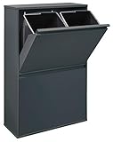 ARREGUI Basic CR604-B Mülltrennsystem aus Stahl | 4 Fächer Mülleimer für die Küche | 4 Fach Abfalleimer | 4x17L (68L) | Herausnehmbare Inneneimer + Griff | Recycling Schrank | Mülltrennung | anthrazit
