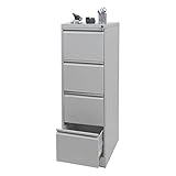Mendler Hängeregisterschrank HWC-H16AM, Aktenschrank Büroschrank Stahlschrank, Format Legal + A4 abschließbar 134x46x62cm - grau
