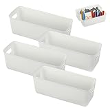 4er-Pack Aufbewahrungsboxen Plastik 27 cm, Weiße Kleine Organizer Boxen, Perfekt für Küche, Badezimmer, Regal Aufbewahrung für Praktisches Design, vielseitig einsetzbar.