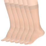 Nogeqi 6 Paar Nylon Socken Damen, Nylonstrümpfe Damen, Feinstrümpfe Strümpfe Kniestrümpfe, Seidenstrümpfe Dünne Socken Nylonsocken für Den Täglichen Gebrauch Besuch von Tanzpartys Einheitsgröße