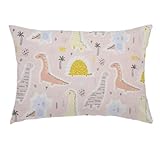 Aisawate Kopfkissen Kleinkind mit Kissenbezug - 35x50 cm Weich Bio Baumwolle Kissen Kinder zum Schlafen - Waschbar Kleinkind Kopfkissen - Kinderkopfkissen für Kleinkinder（Rosa Dinosaurier）