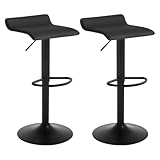 WOLTU Barhocker 2er Set, Höhenverstellbarer Barstuhl, 360° drehbarer Bistrohocker mit Fußstütze, aus Kunstleder Metall, für Bar Küche Theke Café, Schwarz+Schwarz