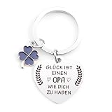 ZKIUOA Opa Geschenk Opa Schlüsselanhänger Mit Gravur,Geschenke für Opa Zum Geburtstag Geschenk für Opa,Geschenk Vatertag Opa-GLÜCK IST EINEN OPA WIE DICH ZU HABEN,Vatertagsgeschenk