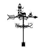 SUPERDANT Leuchtturm Wetterhahn Kleines Boot Wetterfahne Möwen Wetterfahnen Aus Metall Garten Bauernhaus Dekorativer Weathervane Für Den Außenbereich Windrichtung Für Hof Scheune Garten Terrassendekor