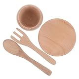 TOYANDONA 1 Satz Montessori Holzspielzeug Set für Küchenutensilien und Kochgeschirr für Rollenspiele Teller Löffel für Kreative und Lehrreiche