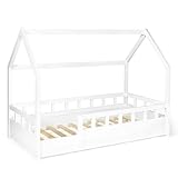 IDMarket - Kinderbett 80 x 160 cm Neree weiß mit Lattenrost und Barrieren