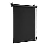 OBdeco Verdunkelungsrollo Thermorollo 65x130cm (Stoffbreite 61 cm) Schwarz ohne Bohren mit gleichfarbige Beschichtung Oeko-TEX Standard 100 Sichtschutz Sonnenschutz für Fenster & Tür