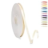 Cremeweiß 6mm Satinband 95 Meter, Polyesterband, verschönern Sie Ihre Bastelarbeiten und Feiern, ideal für Geschenkverpackungen, Dekorationen, Hochzeitsautoband, Bänder zum Basteln