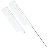 2 Stück Teleskop Stielkamm tragbarer Styling Kamm Damen Stylingkamm zum Haarschneiden und Flechten Strähnenkamm Edelstahlnadel Stielkamm Friseur Haarkamm Stylingkamm für flauschige Pony