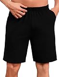 Uniexcosm Schlafanzughose Herren Kurz Sommer Schlafshorts Pyjamahose Baumwolle Bermudahose Shorty Schlafhose für Männer Schwarz XXL