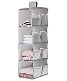 XiXiRan Hängeregal Kleiderschrank, 4 Fächer Hängender Organizer Schrank, mit 12 Netzseitentaschen für Familienschrank Schlafzimmer, Faltbar und Universal Fit- 30*22.5*80cm (Grau)