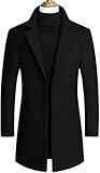 Männer mit Langen Wollmäntel Turndown-Halskragen Casual Woll-Mantel männlich einzelner Breast schlanker Trenchcoat, schwarz, XXL
