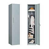 Sightlife Metall Schließfächer Stahlschrank Metallspind Spind für Mitarbeiter mit Schlüssel, Schließfachschrank Wertfachschrank mit 1 Tür für Turnhalle, Schule, Büro, Grau