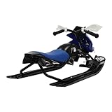 Lenkschlitten Erwachsene Skischlitten mit Fußbremsen Schneeschlitten, Skischlitten mit Bremsen, Klassischer Lenkbarer Schlitten mit Griff, Blau, 124 * 51 * 43.5cm