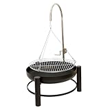 Lemodo Holzkohlegrill | Schwenkgrill mit Kurbel zur Höhenverstellung | Feuerschale mit Grillrost| Hängegrill für Gulaschkessel | auch als Feuerkorb nutzbar