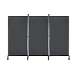 UISEBRT Paravent 275 x 180 cm Raumteiler Freistehend Trennwand 3 Teilig Stellwand mit Standfuß Sichtschutz für Büros Balkon Garten, Anthrazit