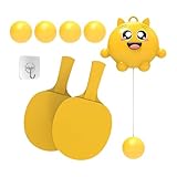 Tischtennisschläger-Set für Kleinkinder, tragbarer Tischtennistrainer mit 2 Schlägern und 5 Bällen – Indoor-Tischtennis-Trainingsgerät, gelbe Türausrüstung