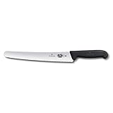 Victorinox, coltello da pasticcere con finitura ondulata, impugnatura antiscivolo, inossidabile, acciaio inox, lavabile in lavastoviglie, colore nero