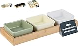 VETIN 3 * Dipschalen Set mit Brett Holz, Servierschalen Set, Snackschalen