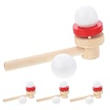 Mikinona 4 Stück Teiliges Schwebendes Pustespiel mit Balance Blasrohren Pädagogisches Holzspielzeug für Erwachsene Interaktives Partyspiel Geschicklichkeit und Zusammenarbeit