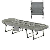 Klappbares Bett mit Matratze, verdicktem Stahlrahmen, 6-Fach Verstellbarer Rückenlehne mit Seitentaschen, perfekt für Zuhause, Gäste, Reisen, Urlaub (180 x 60 x 28 cm)