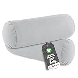 BaSaTex Bio Kissenbezüge für Nackenrolle 40x15 cm im 2er Pack - 97% GOTS-Zertifizierte Baumwolle + 3% Elasthan - Farbe: Silber