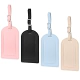 4 Stück Kofferanhänger Flugreise, Leder Gepäckanhänger für Koffer Anhänger, Namensschilder, Adressanhänger mit Verstellbarer Schnalle für Gepäck Koffer Handtasche Reise Zubehör