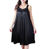 JUNNASALIKER Frauen Langer Silk Nighthecs Summers Ärmellose Schlafkleid Nachtdressigkeit Lässig Losen Chemise Schlafwege Schlafhaus