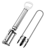 4-in-1 Multifunktions-304 Edelstahlschäler für Küche, ein Glocken-Pfefferentkerner ist enthalten, Küchenutensilien, Maisschäler, Kartoffelschäler, Gemüseschäler, Reibe, Julienne-Schäler,