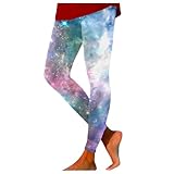 SRZYMJ Galaxy Kostüm Damen Space Bunte Leggings Planeten Kostüm Muster Eng Sportleggins Weltall Kostüm Lang Batik Yogahose Galaxy Kostüm Yoga Leggings Render Leggings Damen Muster Blau XXL
